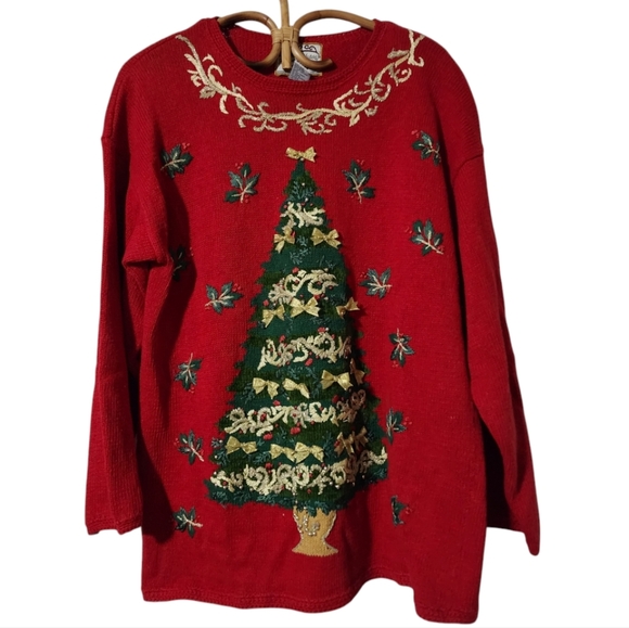 Vintage heirloom collectables Christmas tree knit sweater - Picture 1 of 7